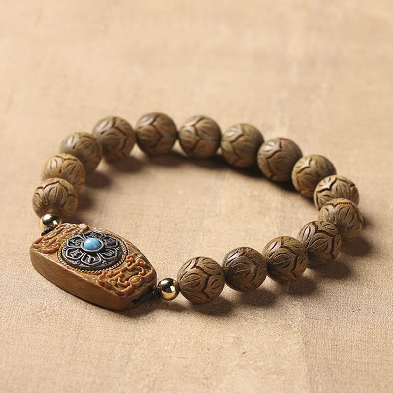 Green Sandalwood Ebony Wood Sandalwood Om Mani Padme Hum Soothing Bracelet