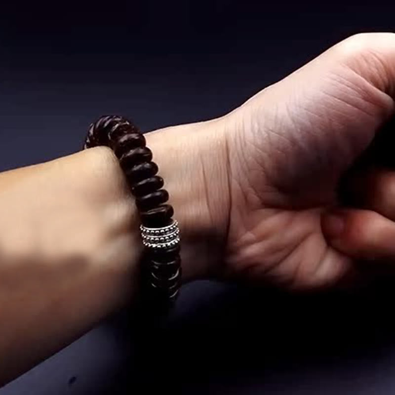 Natural Tibetan Coconut Shell Om Mani Padme Hum Positive Bracelet