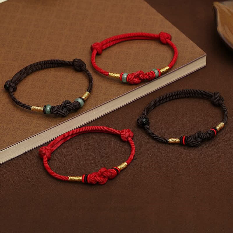 Red String Jade Luck Fortune Knot Braided String Bracelet
