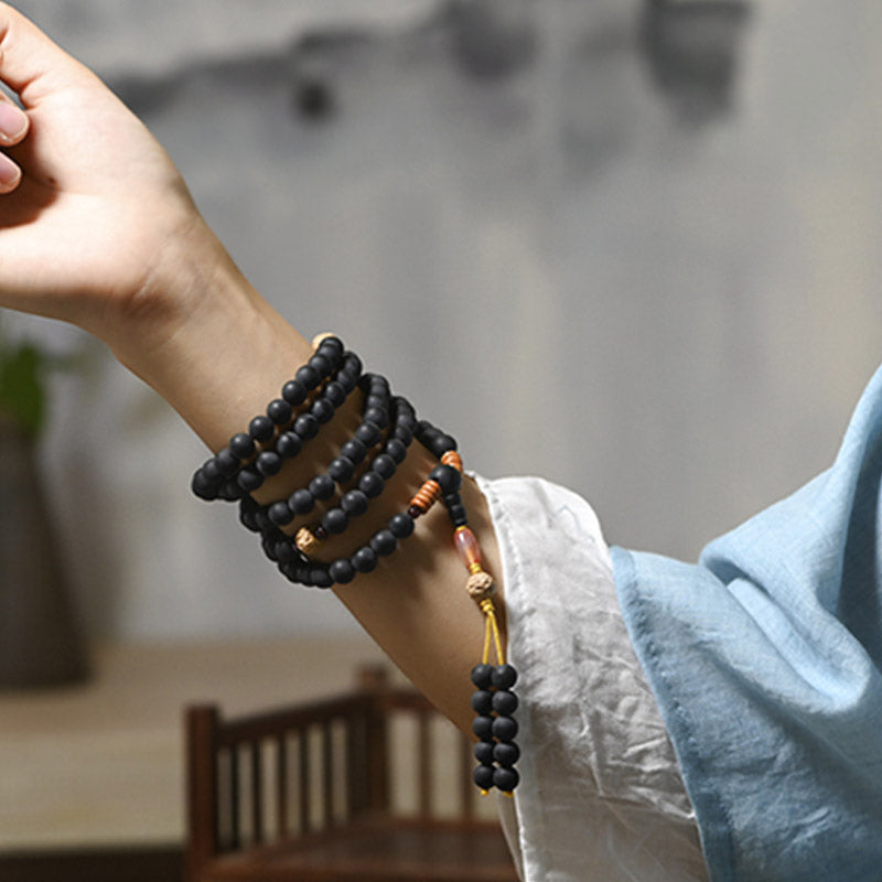 Tibetan Mala Cypress Bodhi Seed Red Agate Bracelet