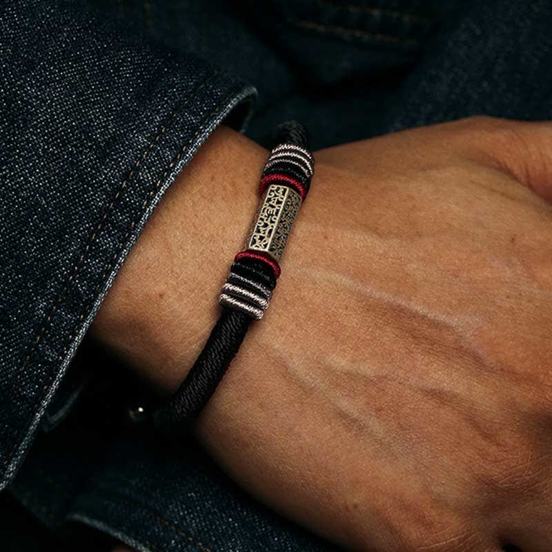 925 Sterling Silver Om Mani Padme Hum Peace Red String Bracelet