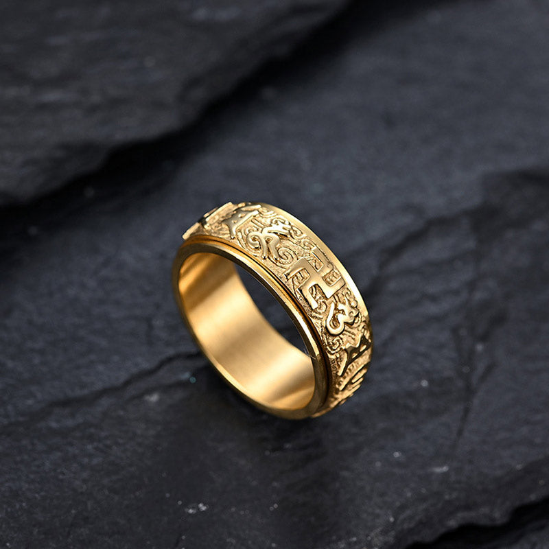 Six True Words Balance Calm Titanium Steel Ring