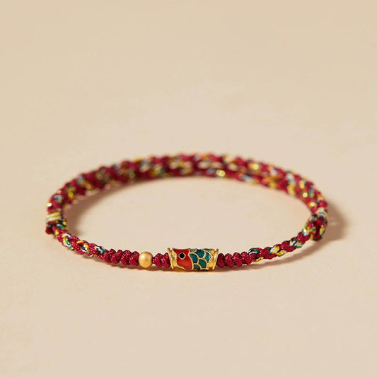 Handcrafted Koi Fish Wealth Prosperity Braided Rope Bracelet