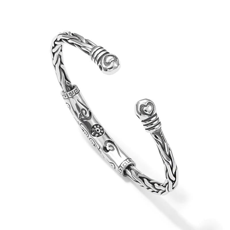 Tibet Om Mani Padme Hum Engraved Focus Cuff Bracelet Bangle