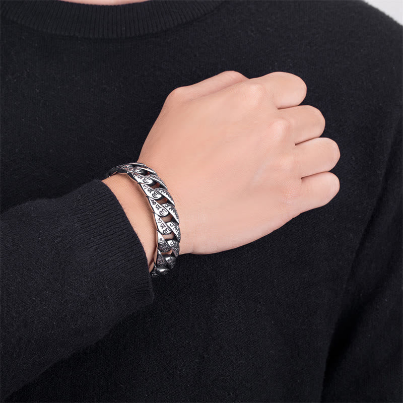 Tibetan Om Mani Padme Hum Mantra Titanium Steel Peace Cuf Bangle Bracelet