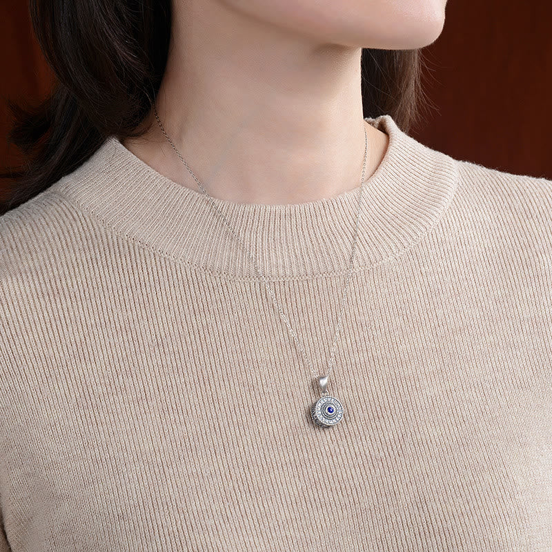 925 Sterling Silver Om Mani Padme Hum Lazurite Lapis Lazuli Love Peace Necklace Pendant